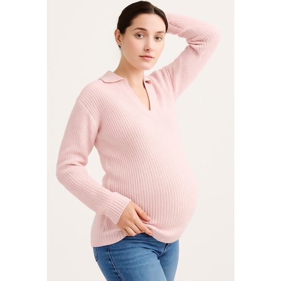 Hatch Hannah Maternity Sweater Size 3 Large Pale Pink Cotton Cashmere Blend Knit - Picture 16 of 16